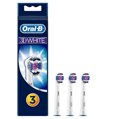 Image of Oral B 64708760 EB18 3D White Replacement Rechargeable Toothbrush Heads Pack of 3