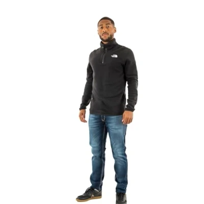 Image of The North Face Men&#039;s 100 Glacier 1/4 Zip Sweatshirt, Tnf Black/Npf, XS