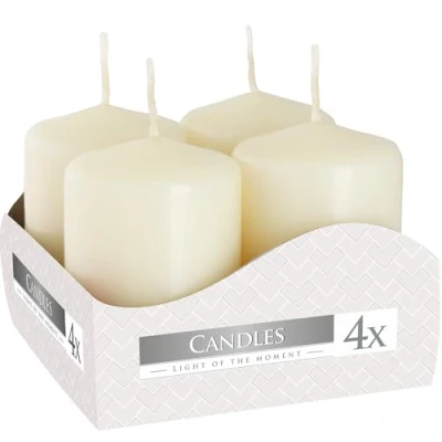 Image of That&#039;s Crackers! Ivory Pillar Candles 60mm x 40mm 4 Pack