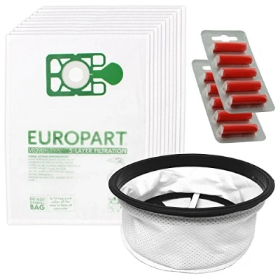 Image of SPARES2GO Microfibre Dust Bags + Cloth Filter for Numatic Nuvac NNV200 VNR200 2 VNP180 NVH370 NNV370 NNV374 NVN200 Vacuum Cleaners (Pack of 10 Fresheners)