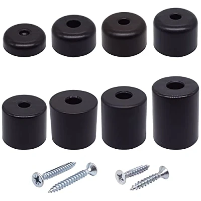 Image of SKIR&#039;CO 8 pcs Black Plastic Furniture Legs, Height 40 mm, Round Feet, Diameter 50 Screws Included