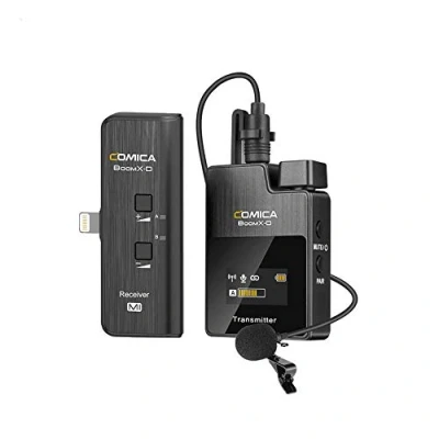 Image of comica BoomX D MI1 2.4G Wireless Transmitter &amp; MI Apple Lightning Receiver Recording Microphone for USB C IPhone Mic Studio Dynamic Microphones Camera