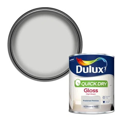 Image of Dulux Quick Dry Gloss Paint Polished Pebble 750ML,5358146