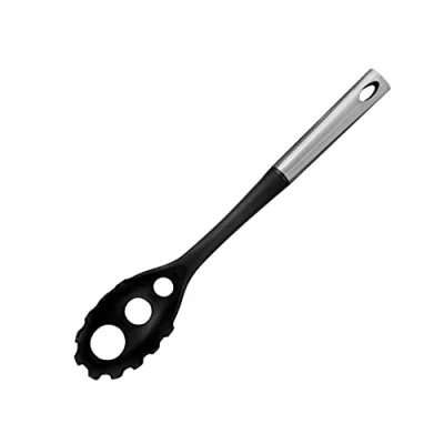 Image of Fackelmann ORIGIN Spaghetti Spoon, Fork, Server, Plastic Function Head, Stainless Steel Handle, 34.5x6.2x5cm, Silver &amp; Black