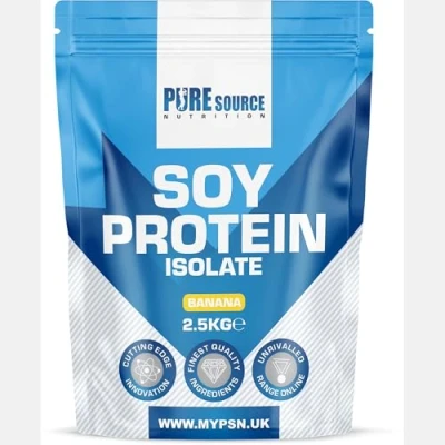 Image of Pure Source Nutrition Soy Protein Isolate Powder (90% Protein) Banana Flavour SOYA Vegan for Superfood Supergreens Dairy Free Plant Based (2.5kg, Banana)
