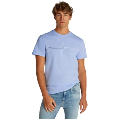 Image of Tommy Jeans SLIM Entry Graphic TEE Print Tshirt, Men&#039;s, Size: 50, Sweet blue