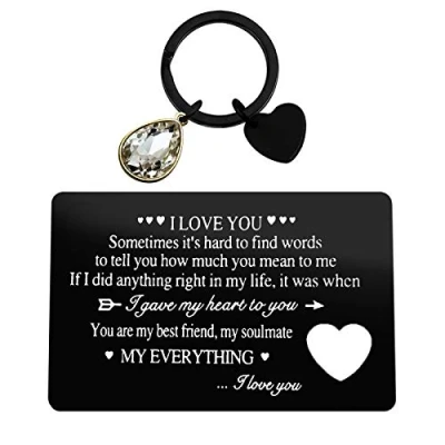 Image of Anniversary Card Gifts for Boyfriend Husband Valentines Day Men Engraved Wallet Insert Him Christmas Birthday I Love You Fiance