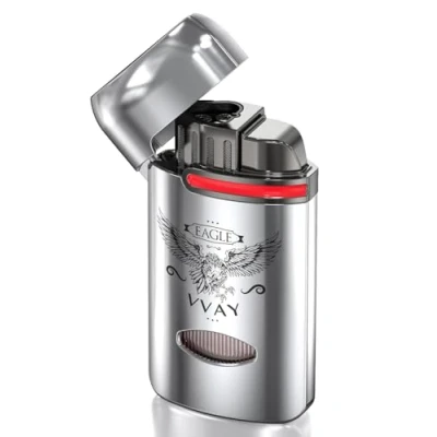 Image of VVAY Triple Jet Flame Lighter, Adjustable Flame, Butane Refillable, Eagle, Sold without Gas