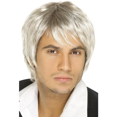 Image of Smiffys Boy Band Wig, Blonde &amp; Brown Short Style, Icons Idols Fancy Dress, Adult Dress Up Wigs