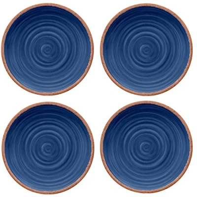 Image of Rustic Swirl Indigo Melamine Dinner Plate Set (4)