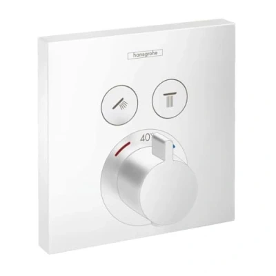 Image of hansgrohe 15763700 ShowerSelect Thermostat Unterputz für 2 Verbraucher Mattweiß, Matt White, Functions