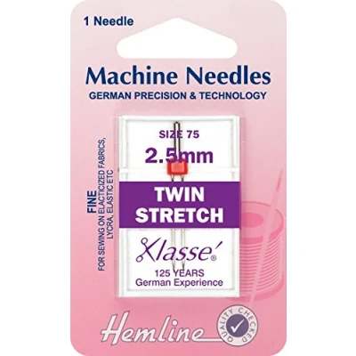 Image of Hemline Twin Stretch Sewing Machine Needles Size: 75/11 2.5mm