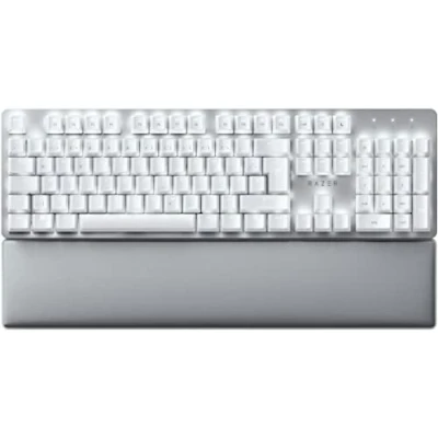 Image of Razer Pro Type Ultra Wireless Mechanical Keyboard for Maximum Productivity (Yellow Silent &amp; Linear Switches, Faux Leather Overlay, Multi Device Dongle, Bluetooth) QWERTZ DE Layout White