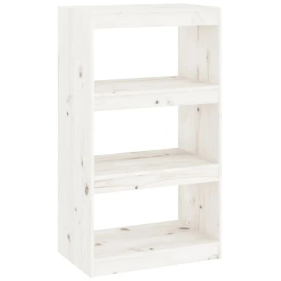 Image of vidaXL Book Cabinet/Room Divider White 60x30x103.5 cm Solid Wood Pine