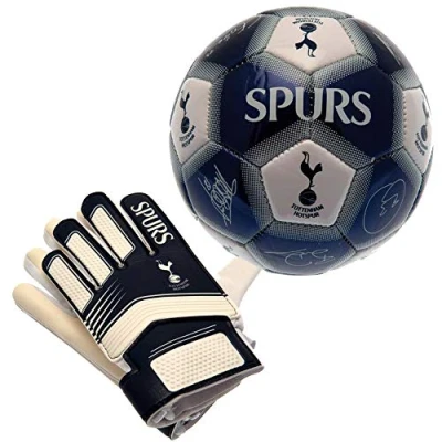 Image of Nuskin Spurs Size 5 Signature Football and Goalkeeper Gloves Combo