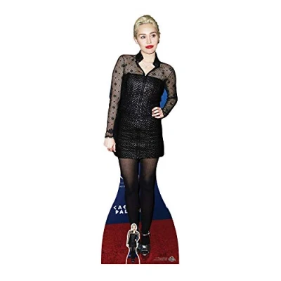 Image of Celebrity Standee Miley Cyrus (Black Dress) Life Size Cardboard Cut Out with Table Top Mini Out, Multi colour