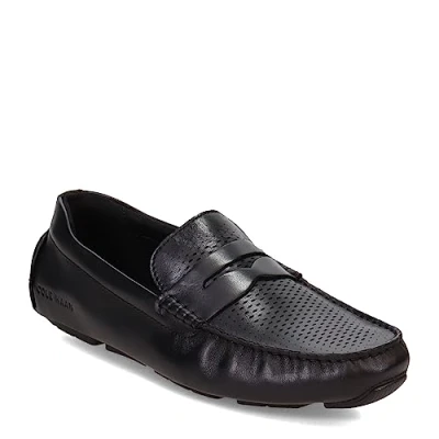 Image of Cole Haan Men&#039;s Grand Laser Penny Driver Driving Style Loafer, Black, 6 UK