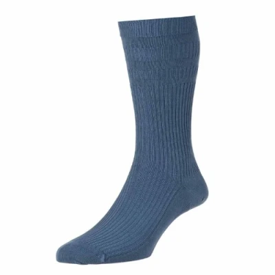 Image of 6 Pair Pack HJ91 Hall MENS SOFTOP Non Elastic Cotton Rich Socks 11 Slate Blue