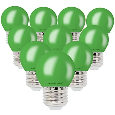Image of SINCELIGHT E27 LED GREEN Coloured Bulbs 1W Festive Decorative Garden Party Light,Pack of 10