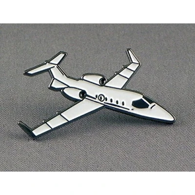 Image of Metal Enamel Pin Badge Lear Jet passenger airplane plane aeroplane aircraft