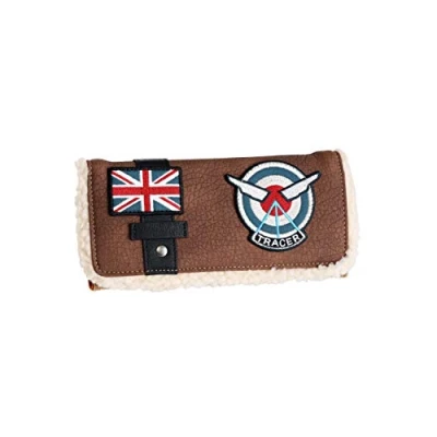 Image of Loungefly Overwatch Tracer Distressed Faux Leather Wallet Standard, Brown, Trifold