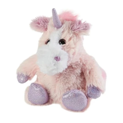 Image of Warmies Junior Sparkly Pink Unicorn Plush, Fully Heatable and Weighted Teddy Slightly Scented with Dried French Lavender, Chill in The Freezer or Heat Microwave