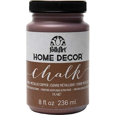 Image of Plaid:Craft Folkart Home Decor Chalk Paint Metallic 8 Oz Copper, Acrylic, Brown, Fl (Pack of 1)