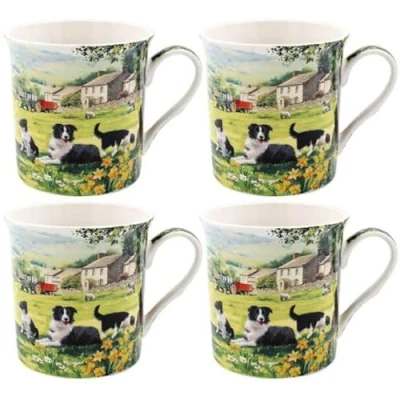 Image of lesser and pavey LP94728 Ceramic Mug Collie &amp; Sheep design Set of 4, Multicolor