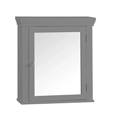 Image of VERSANORA Teamson Home Bathroom Stratford Wooden Mirrored Medicine Cabinet Grey EHF 6544G
