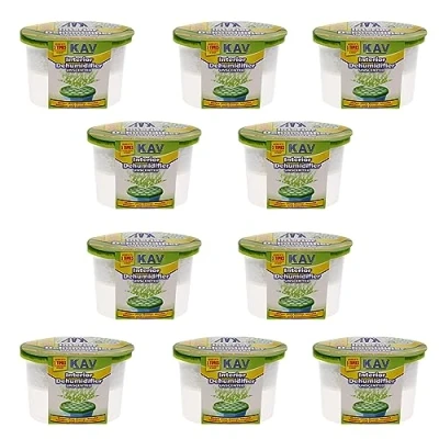 Image of KAV Moisture Absorber Dehumidifier Dampness Remover for Home, Kitchen and Wardrobe Combat Dampness, Mould, Odors with Hydrophilic Crystals (500 ml Per Pack) (Pack of 10)