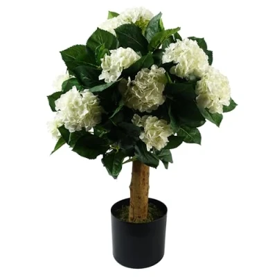 Image of Leaf Design UK Realistic Artificial Blossom Tree, 75cm White Hydrangea