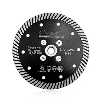 Image of SHDIATOOL Diamond Cutting Disc 5 Inches / 125mm with M14 Flange Narrow Turbo Saw Blade for Porcelain Tile Ceramic Granite Marble