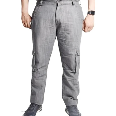 Image of True Face Men&#039;s Cargo Combat Jeans Regular Fit Denim Work Trousers, Multi Pocket Design, Zip Fly Pants, Casual for Men UK Grey Wash 40W / 34L