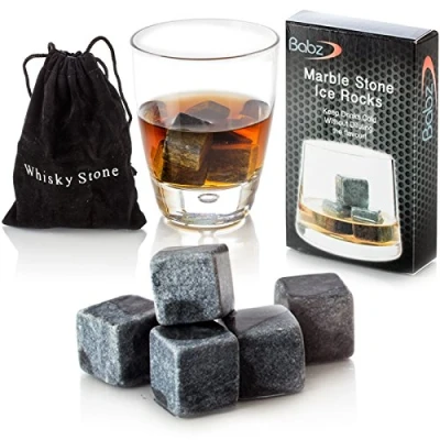 Image of Babz Whiskey Ice Stones Reusable Cubes Granite Drinks Cooler