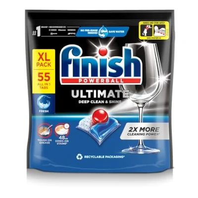 Image of Finish Ultimate Infinity Shine Dishwasher Tablets Bulk, Scent : Fresh, Size 55 tabs, For Clean and Diamond