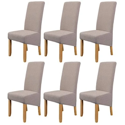 Image of Hengweiuk Chair Covers, Stretch Dining Covers Removable High Back Protective Washable Cover Slipcover for Room Kitchen Wedding Banquet Party Decoration (Camel, 6 PCS/Packet)