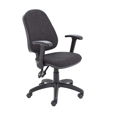 Image of Office Hippo 2 Lever Chair with Height Adjustable Flip Up Arms, Computer Desk Curved Back, Swivel Backrest, Holds to 115kg, Year Wty Charcoal