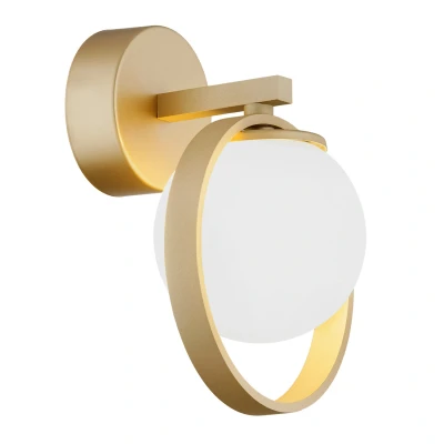 Image of Saturnia Wall Lamp Opal Matt, Gold