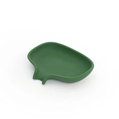 Image of Bosign Silicone Soap Dish. Self draining keeps Bar dry, Sustainable Holder for Kitchen, Bathroom. Solid &amp; Steady in Silicone. SMALL. Dark Green (10,8x8,5x2 cm)