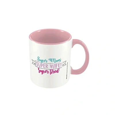 Image of Pyramid International Super Mum Wife Tired Contrast Mug (One Size) (White/Pink)