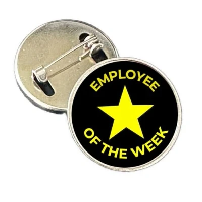 Image of Employee Of The Week 25mm Silver Metal Lapel Pin Badge