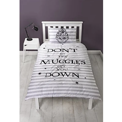 Image of Harry Potter Spell Single Duvet Cover Set Don’t Let The Muggles Down Design Two Sided Reversible