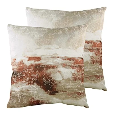 Image of Evans Lichfield Landscape Cushions (Twin Pack) Orange Size 43 cm x