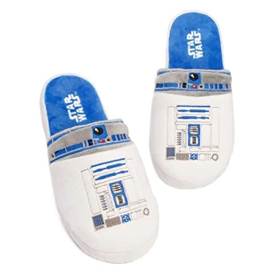 Image of Star Wars Slippers for Men Yoda Jedi OR R2D2 Options Characters Adults House Shoes Movie Merchandise Gifts Him Memory Foam Slip On Loafers