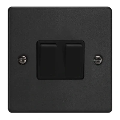Image of Varilight 2 Gang 10A Intermediate Rocker Switch Matt Black