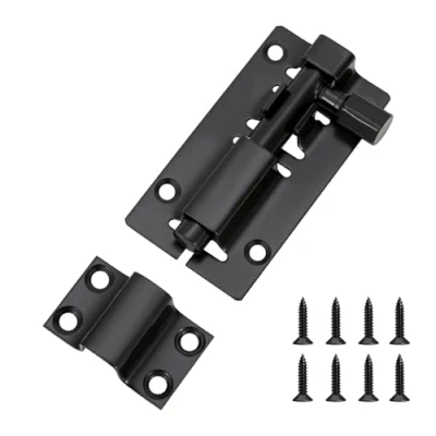 Image of JelKen Door Lock Bolts 3&quot;(75mm), Heavy Duty Black Latch Slide with Screws for Bathroom Bedroom Shed Garden Toilet, 3 Inch