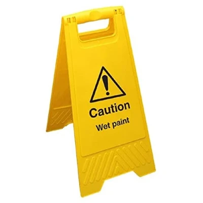 Image of V Safety Caution Wet Paint Yellow Floor Sign