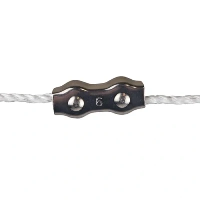 Image of Electric Fencing Poly Rope Connector Clamp, Ropes &amp; Wire Ø 8mm, Heavy Duty Stainless Steel Secure Efficient Connections Pack of 5