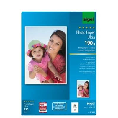 Image of SIGEL IP639 InkJet Ultra Photo Paper, glossy, 190 gsm, A4, 50 sheets