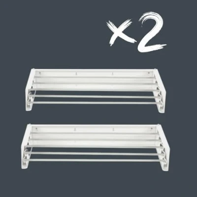 Image of Foxydry HIDE Wall Mounted Clothes Airer Balcony Outdoor Indoor Retractable 2pcs 101x50x11.5cm (2X 40inch, White (Limited Edition))